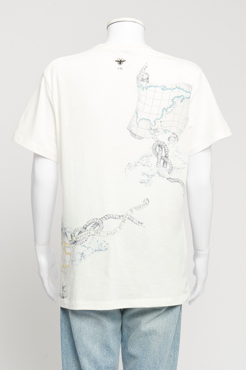 White Atlas Print Preowned T Shirt