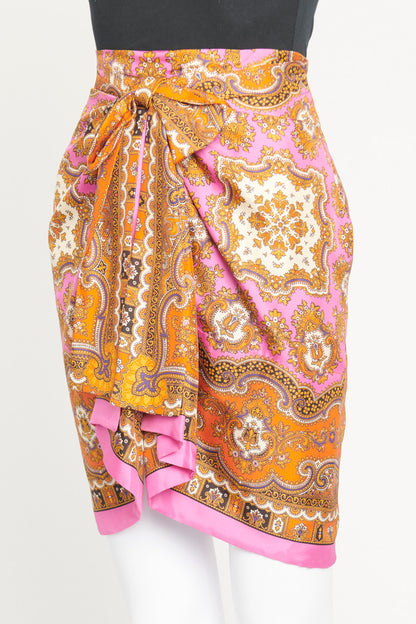 Multi Silk Paisley Printed Preowned Skirt
