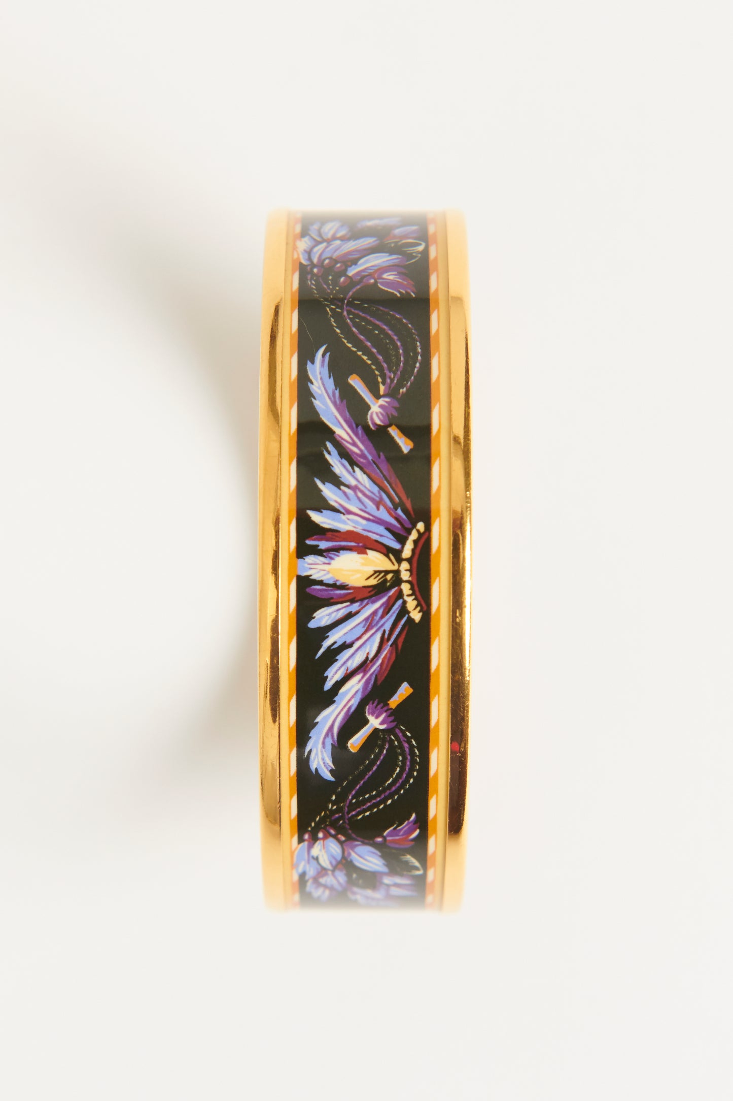 Gold Feather Print Preowned 65 Bangle