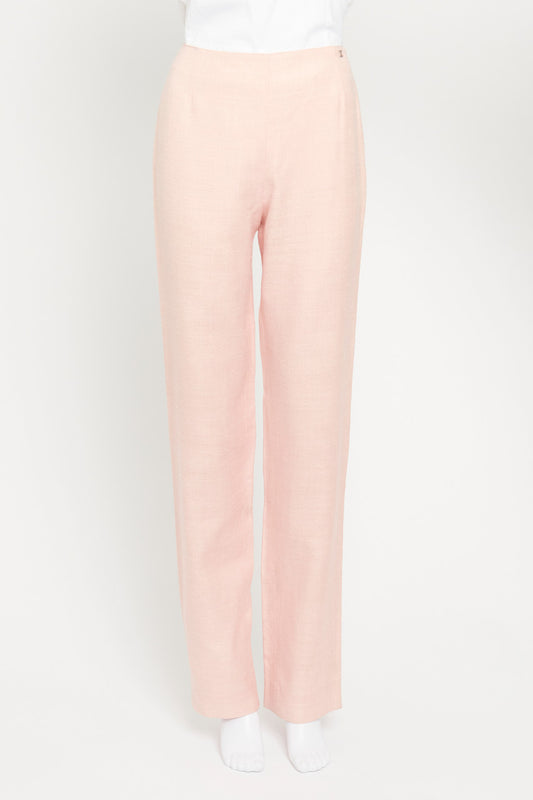 Pink Silk CC Detail Preowned Trousers