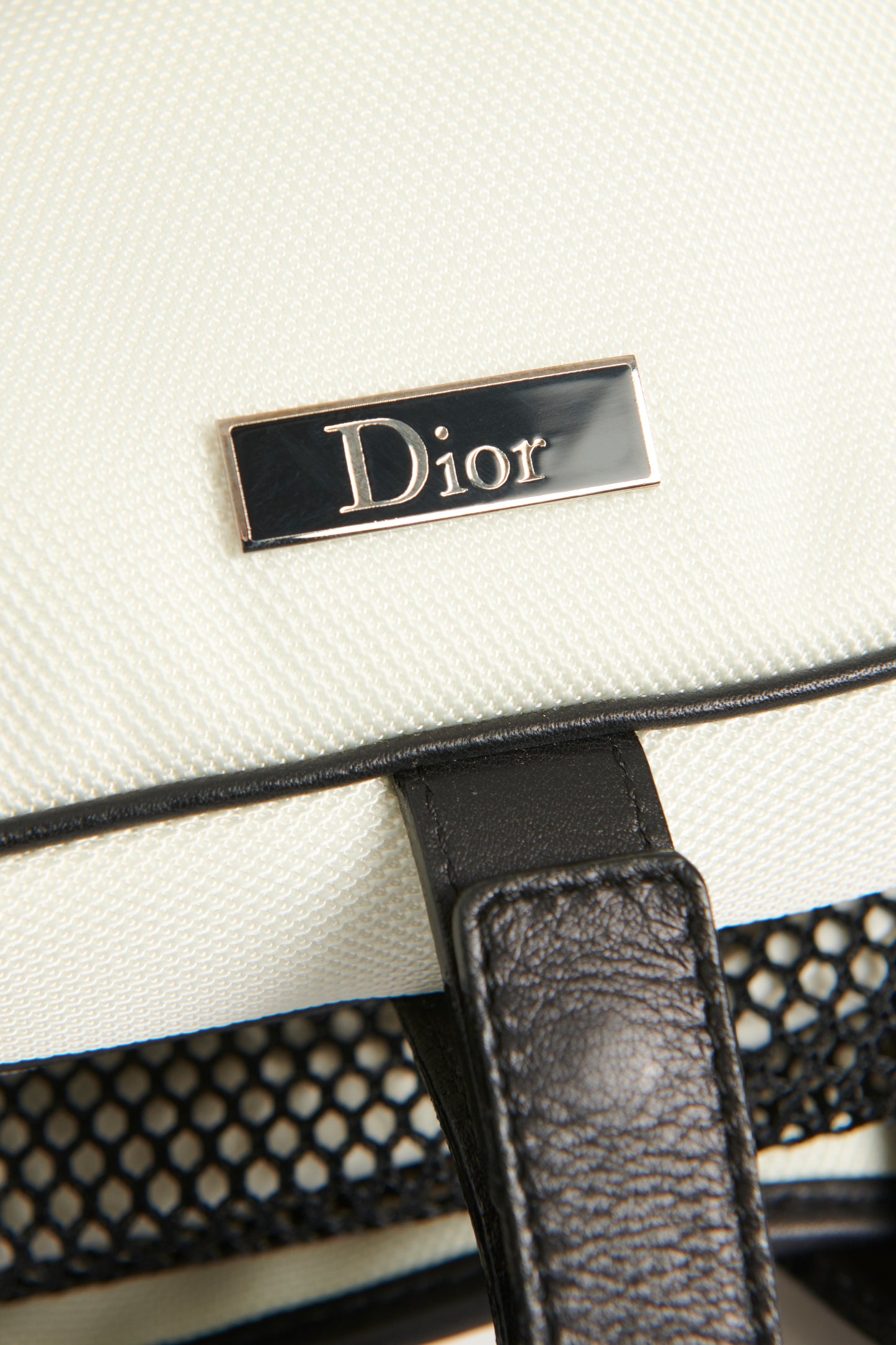 White Canvas Dior Homme Rave Bondage Mesh Preowned Backpack