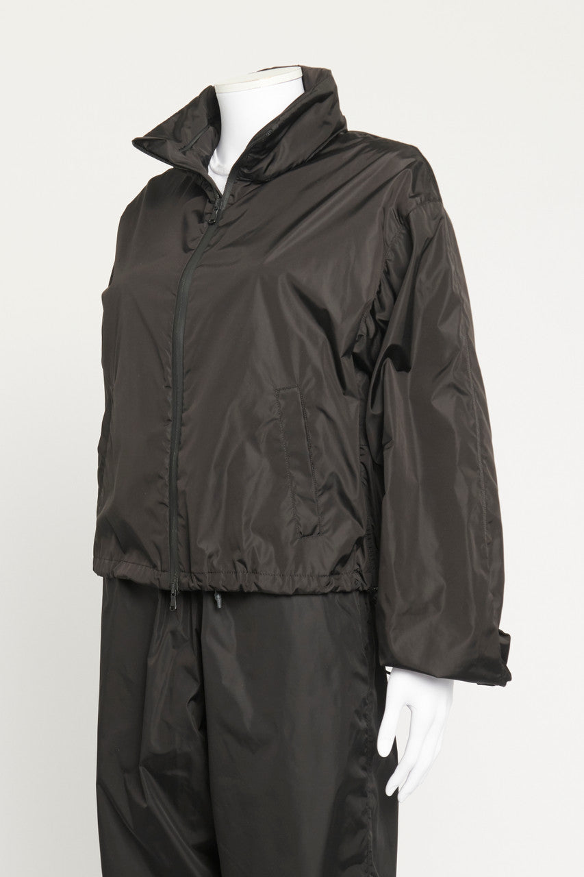 Black Raincoat Hooded Preowned Jacket