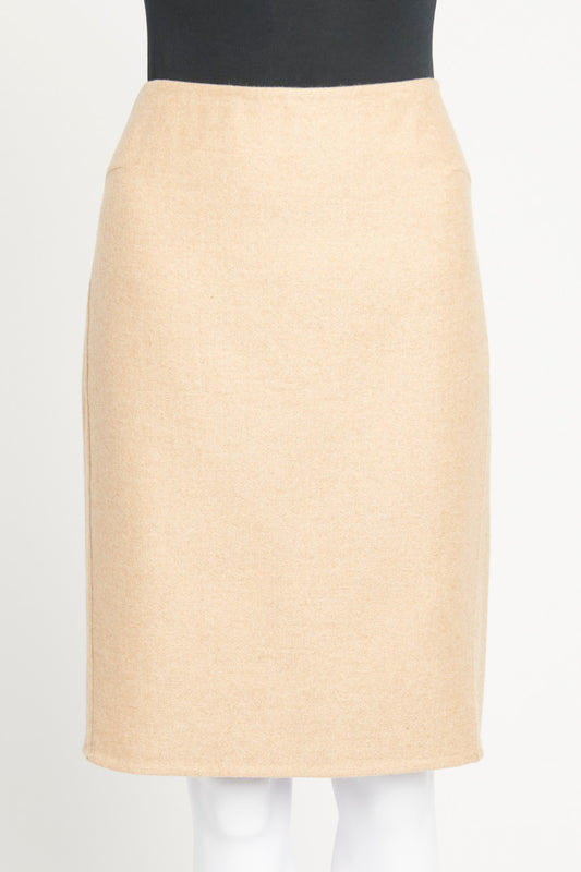 Light Brown Cashmere Preowned Knee Length Skirt