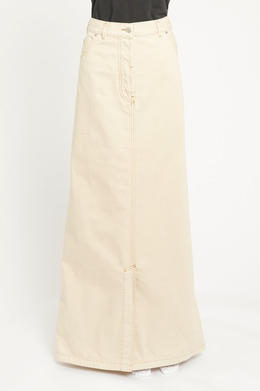Cream Denim Preowned Maxi Skirt