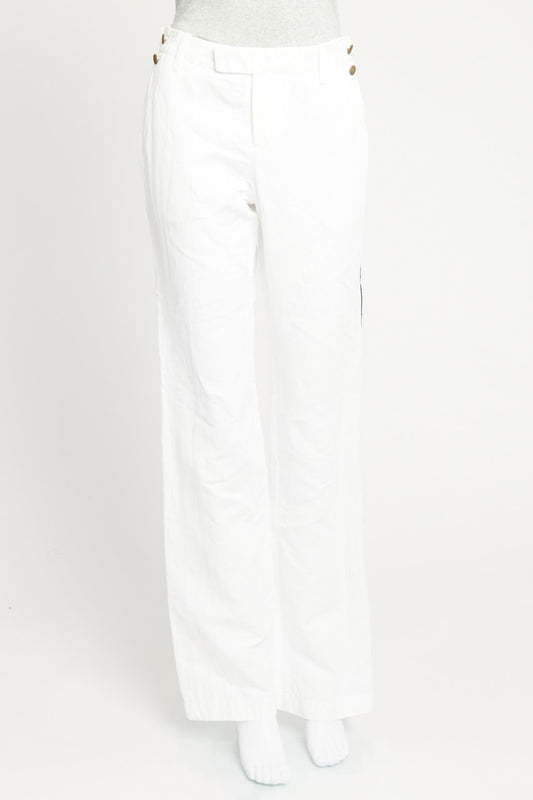 White Straps on the Sides Preowned Straight Leg Trousers