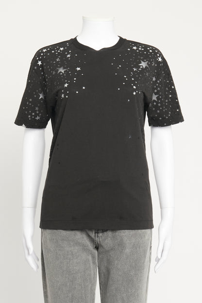 Black Mesh Star Preowned Cotton T-shirt