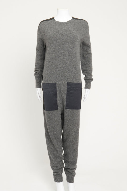 Grey Wool Knitted Preowned Jumpsuit