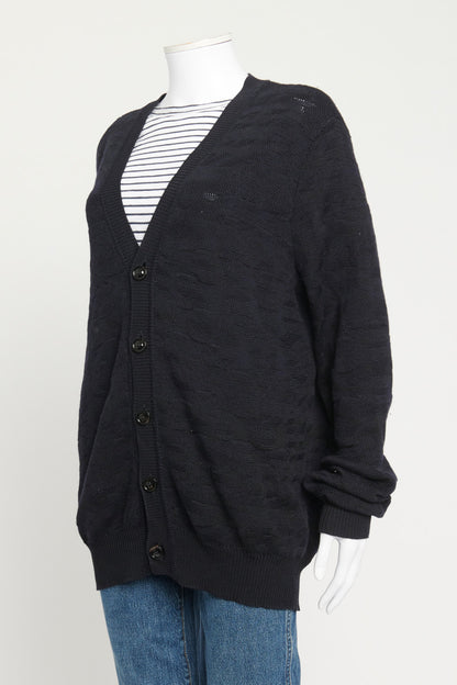 Navy Blue Wool Preowned Knit Cardigan