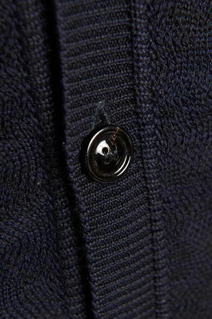 Navy Blue Wool Preowned Knit Cardigan