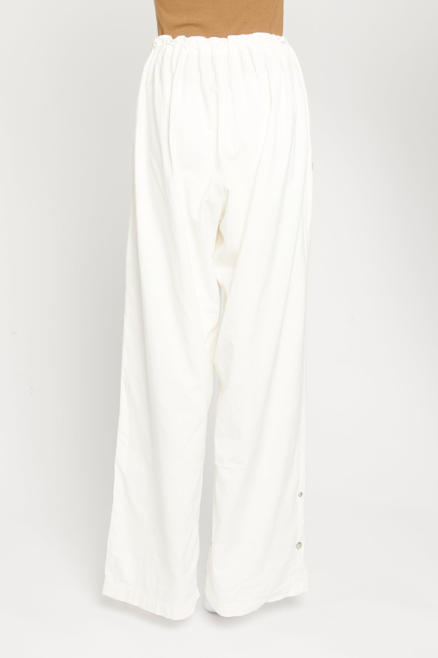 Ivory Cotton Drawstring Waist Preowned Casual Trousers