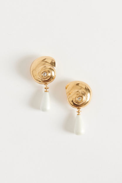 Gold and Diamond Pearl Drop Preowned Earrings