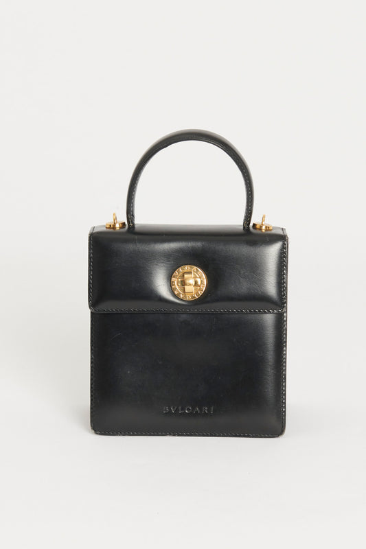 Black Leather Vintage Preowned Crossbody Bag