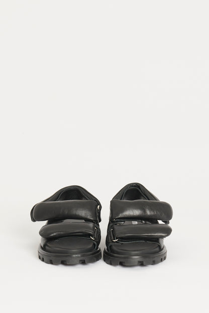 Black Padded Leather Preowned Sandals