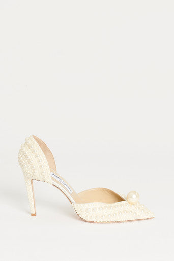 Cream Pearl Embellished Sabine 85 Preowned Pumps
