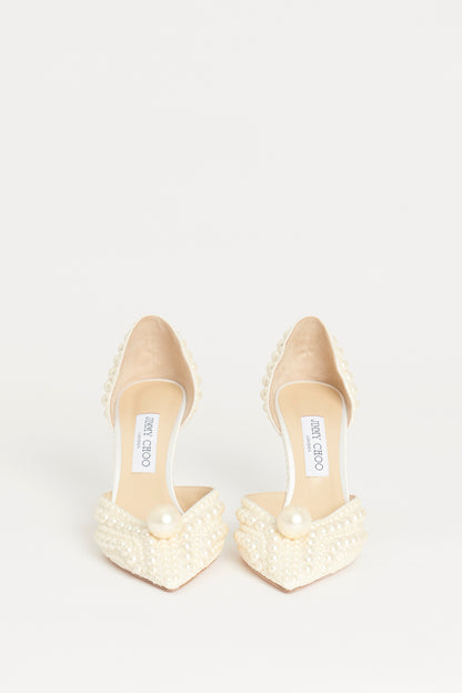 Cream Pearl Embellished Sabine 85 Preowned Pumps