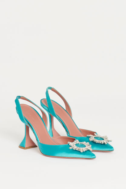Turquoise Blue Satin Begum Preowned Pumps
