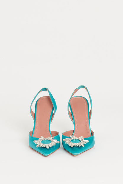 Turquoise Blue Satin Begum Preowned Pumps