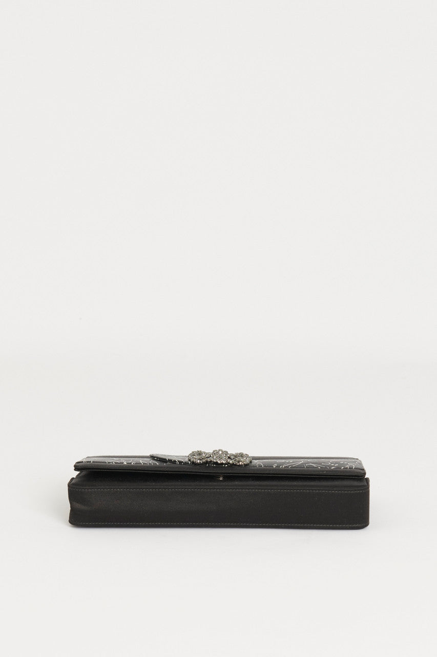 Black Satin Gothisi Love Preowned Clutch
