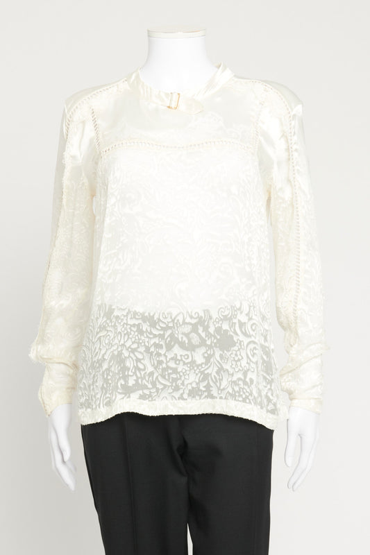 White Lace Detailed Preowned Blouse