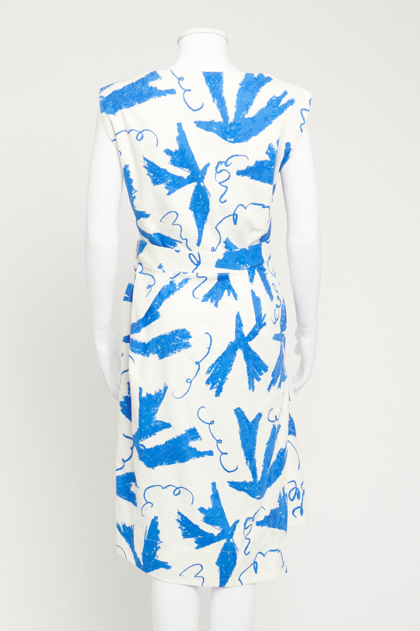 Blue and White Abstract Pattern Preowned Dress