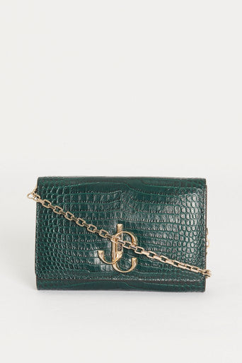 Green  Croc-Embossed Leather Verenne Preowned Cross-BodyBag