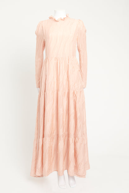 Pink Ruffle Neck Maxi Preowned Dress
