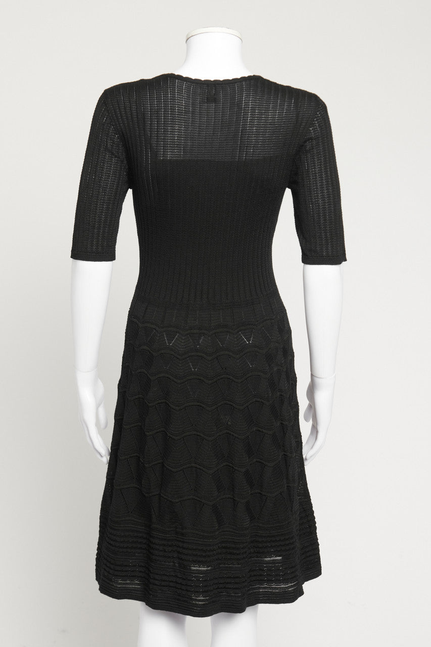 Black Knitted Scoop Neck Preowned Skater Dress