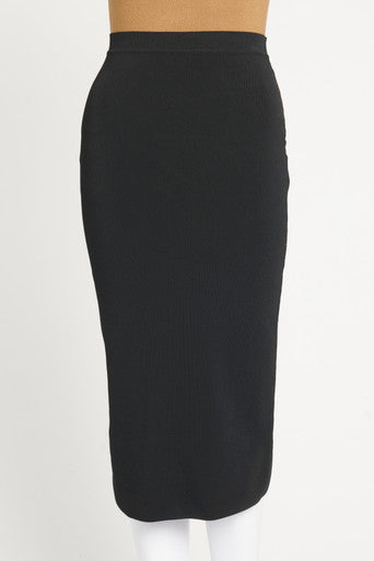 Black Elasticated Preowned Pencil Skirt