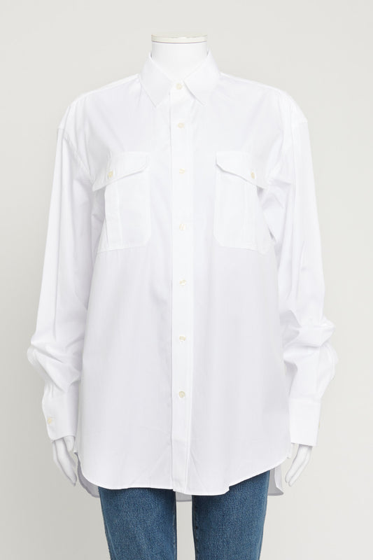 White Cotton Preowned Button Up Shirt