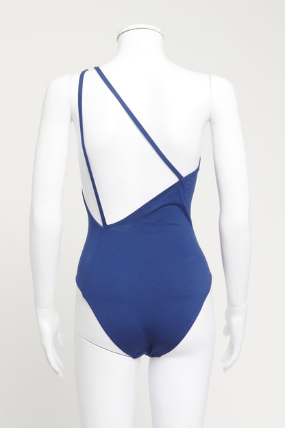 Navy Blue One Shoulder Preowned Swimsuit