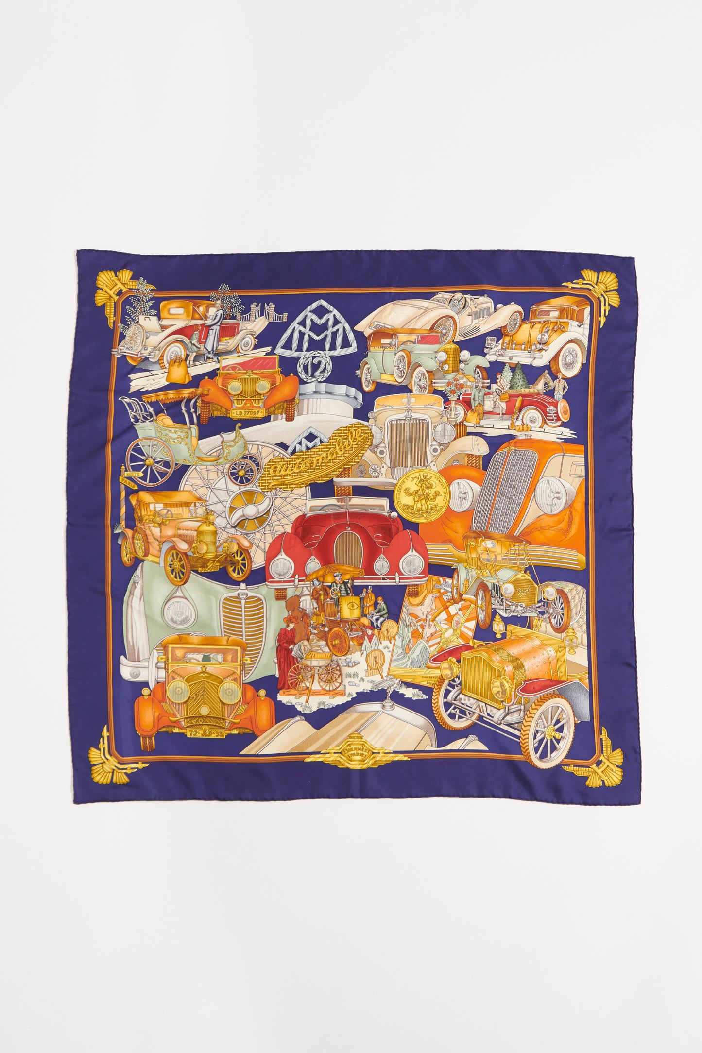 Blue Motor Carriage Preowned Silk Scarf