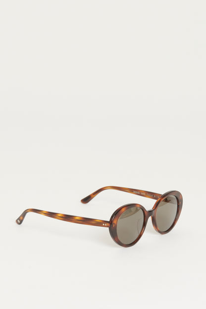 Tortoise Frame Oval Parquet Preowned Sunglasses