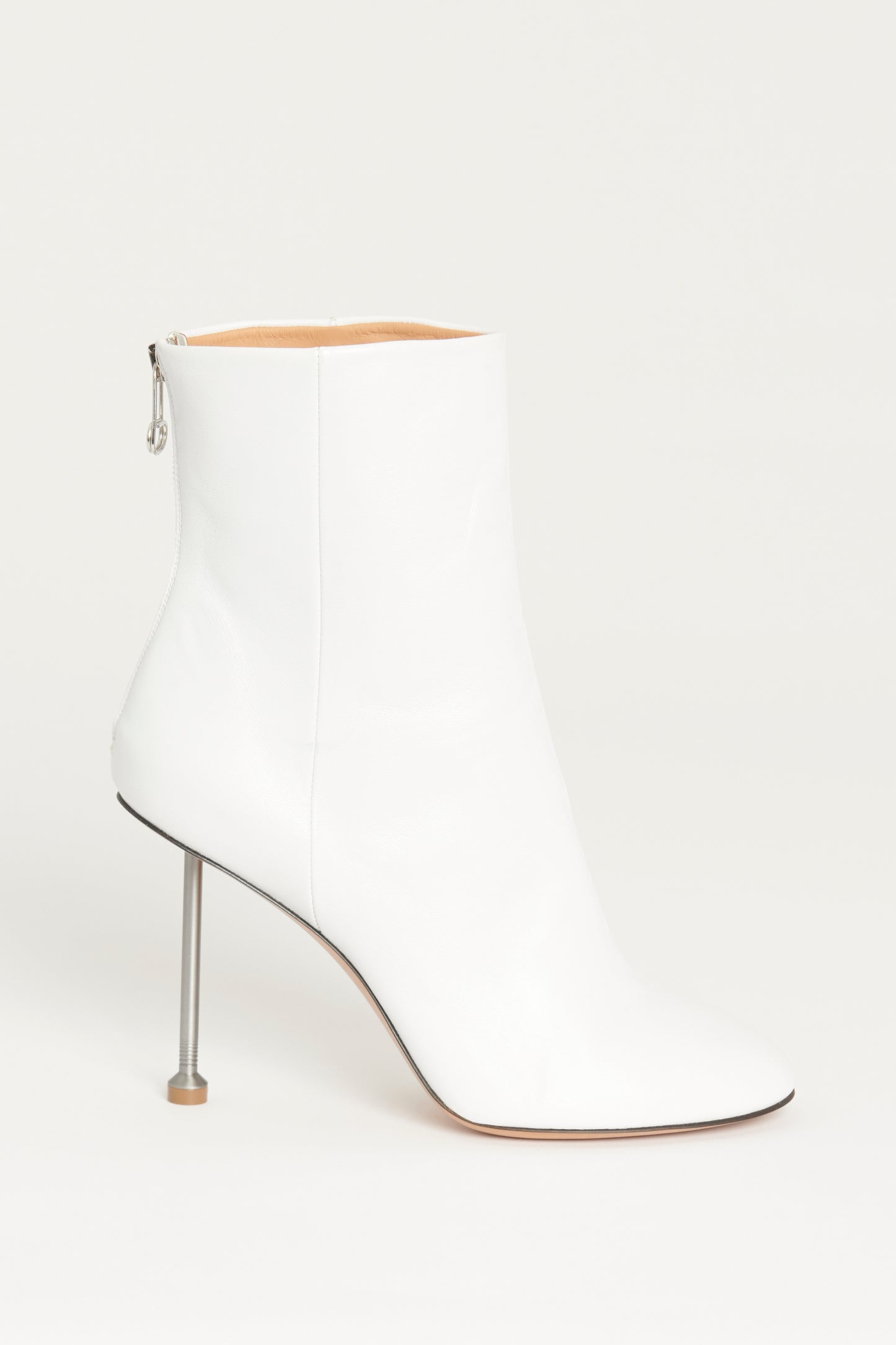 White Stiletto Nail Heel Preowned Ankle Boots