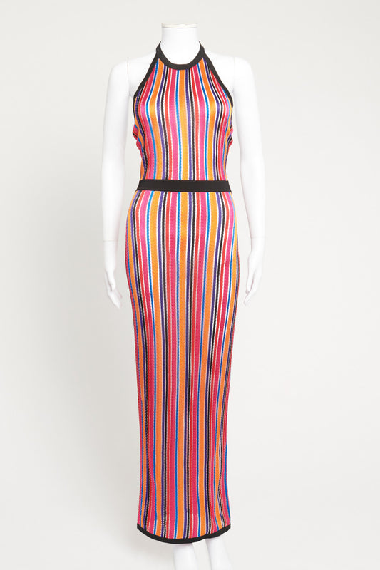 Multicoloured Halter Neck Preowned Maxi Dress