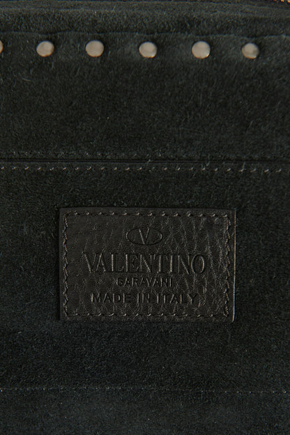 Black Rockstud Leather Preowned Crossbody Bag