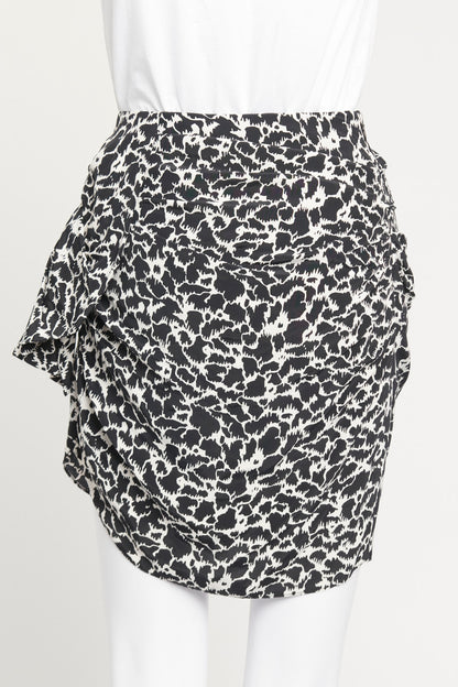 Black and White Ruched Preowned Sky Skirt