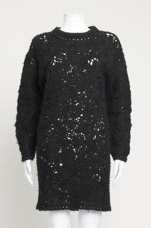 Black Knitted Wool Preowned Dress