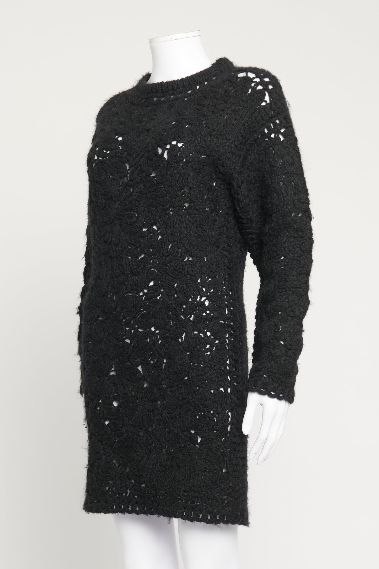 Black Knitted Wool Preowned Dress