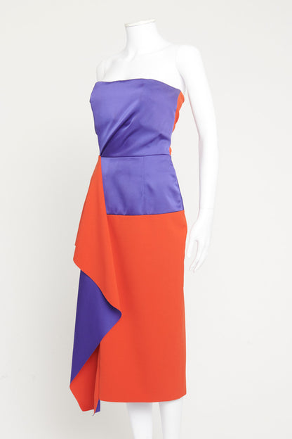 Red and Purple Colourblock Preowned Dress