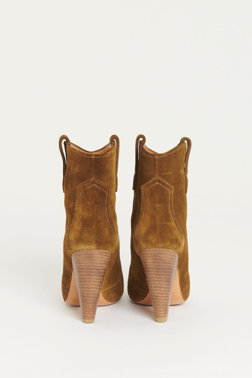 Suede cone hot sale heel boots