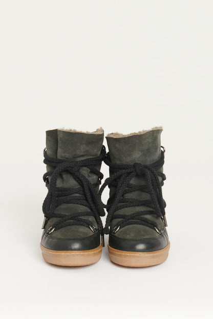 Black Nowles Lace-Up Preowned Snow Boots