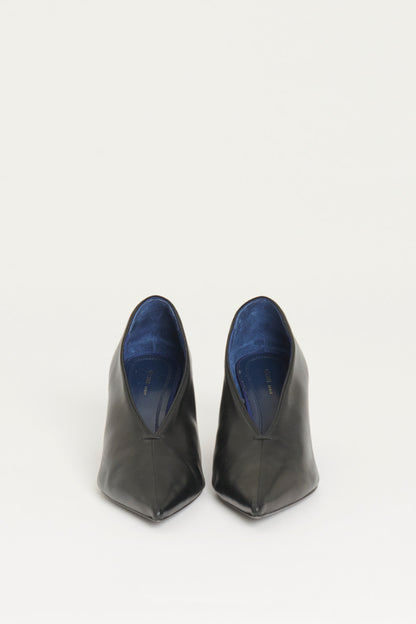 Phoebe Philo Era Black Leather V-Cut Pointed Preowned Pumps
