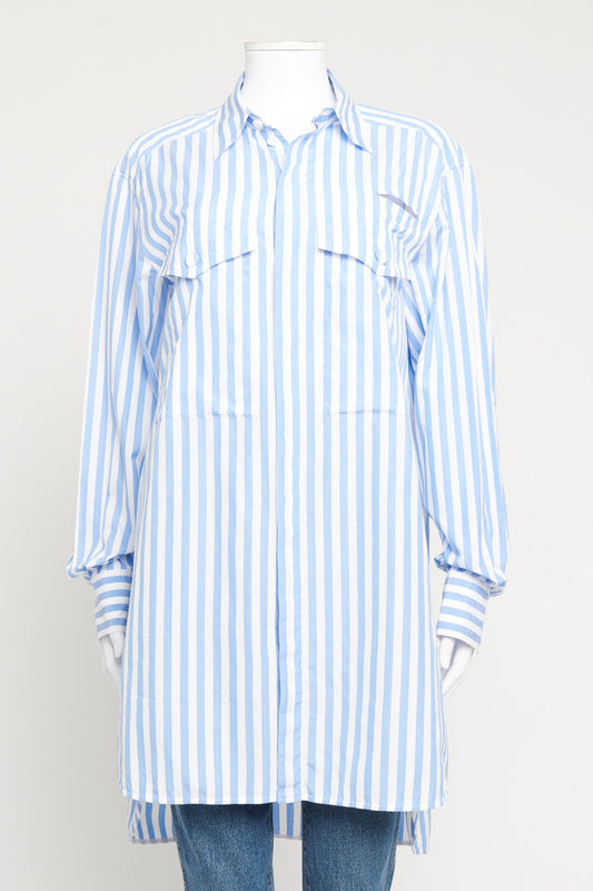 Blue Striped Cotton Tunic Shirt