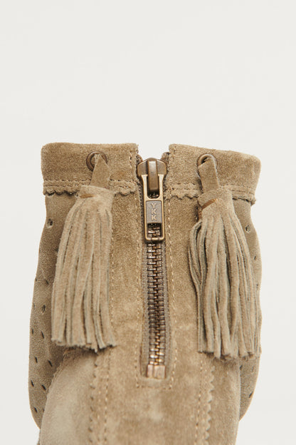 Taupe Suede Basley Tassel Preowned Bootie