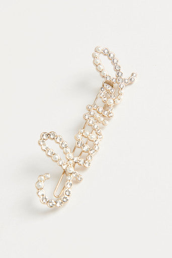 Crystal and Faux Pearl Script Preowned Clip