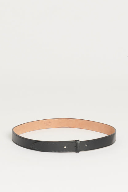 Black Leather Waist Preowned Belt