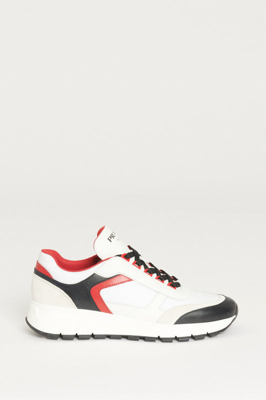 Red and White Re-Nylon Reflective Preowned Trainers