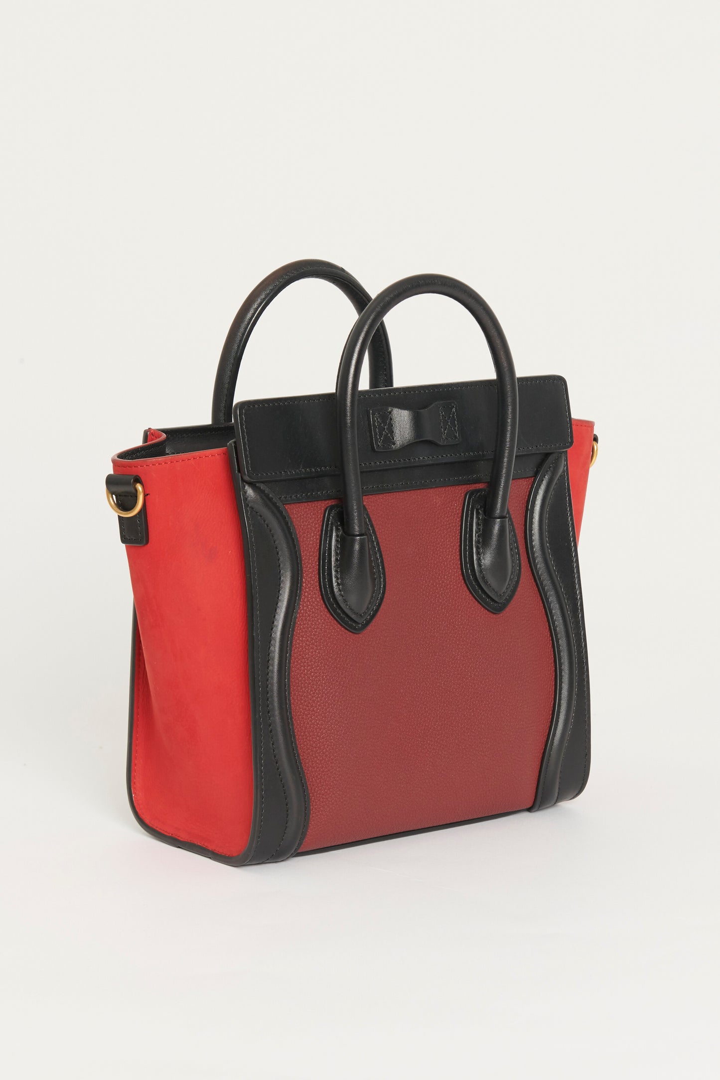 Red and Black Céline Nano Luggage Preowned Tote