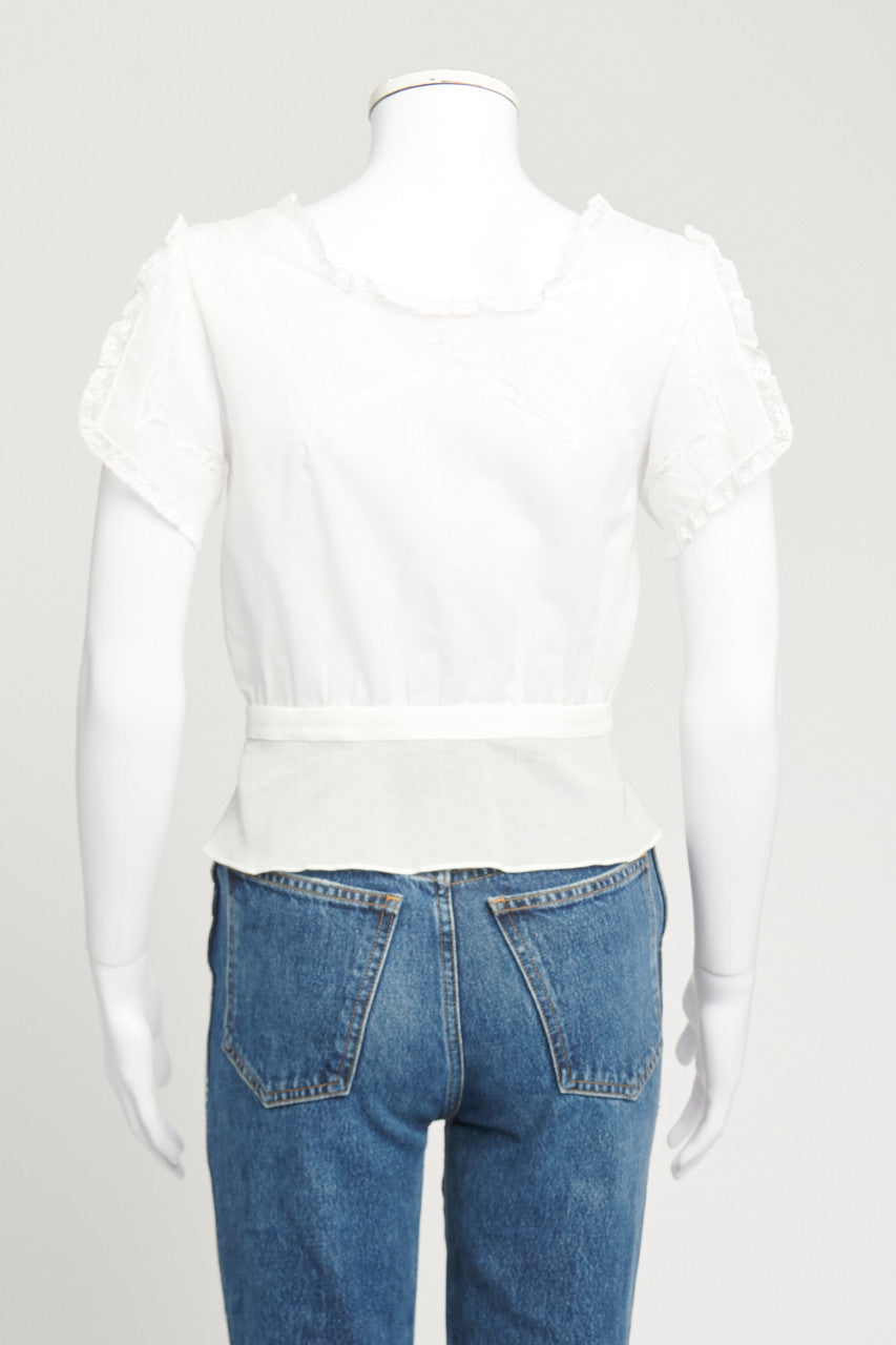 White Petra Lace-Trimmed Preowned Blouse
