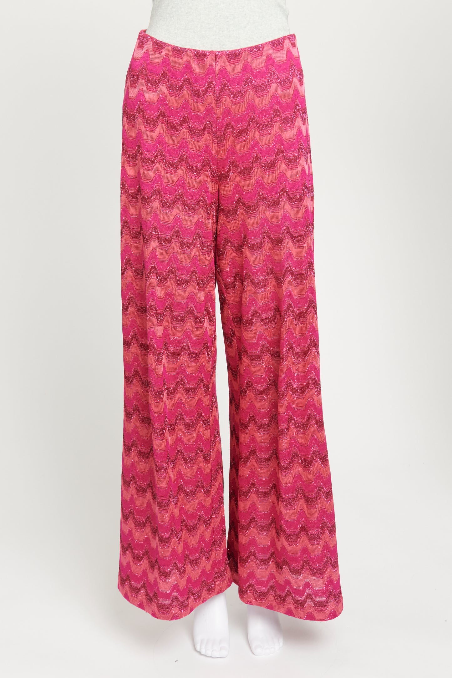 Hot Pink Zigzag Preowned Wide Leg Trouser
